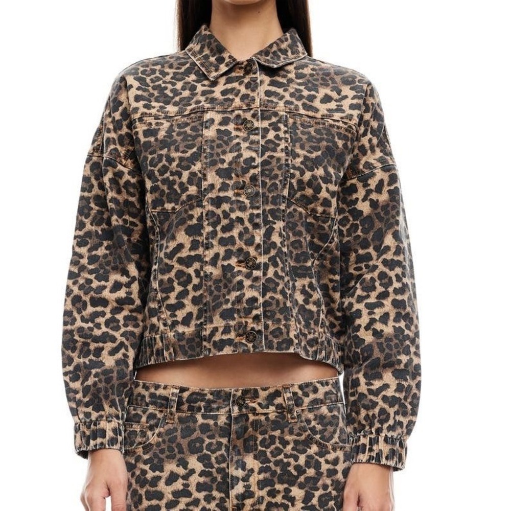 Lioness‎ Carmela Leopard Print Denim Jacket Size XS